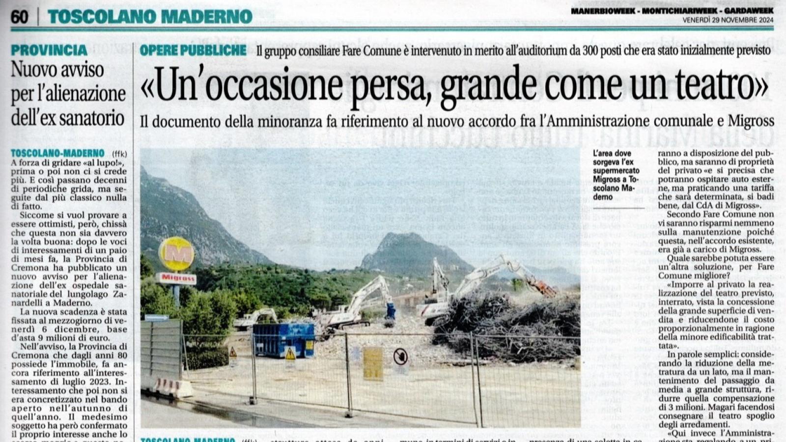 Copertina di Un'occasione persa, grande come un teatro